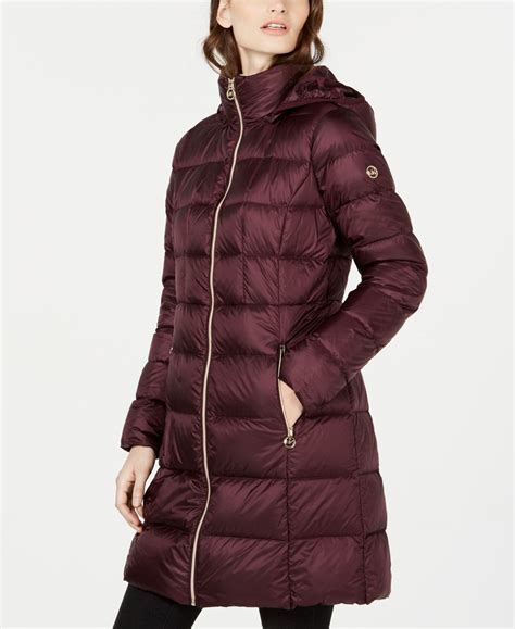 michael michael kors high-shine hooded down puffer coat|Michael Kors puffer jacket packable.